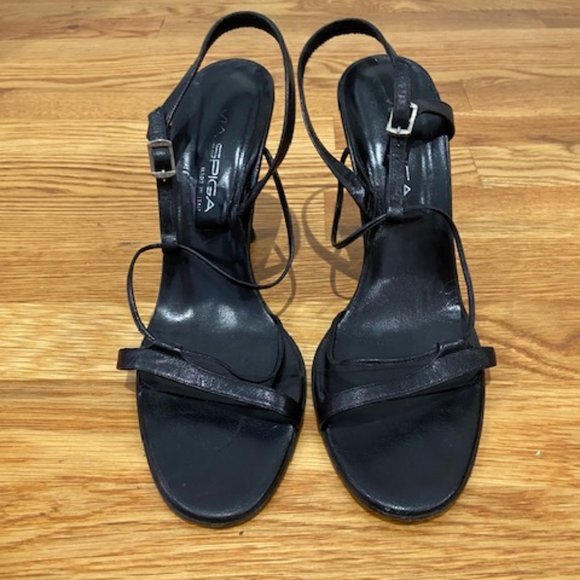 Via Spiga Black Strappy Heels - Picture 2 of 9